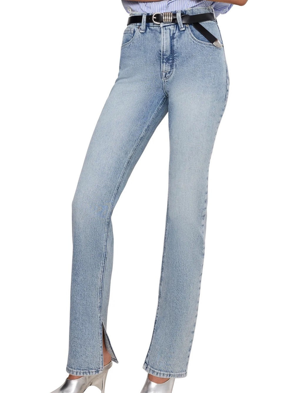 Good American Good Icon High Waist Slit jeans 10/30